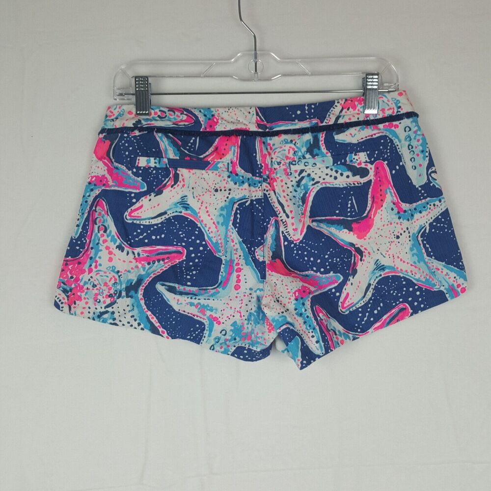 Lilly Pulitzer Adie Shorts Indigo Star Fish Struck Blue White Pink Sz 2 - Picture 4 of 4